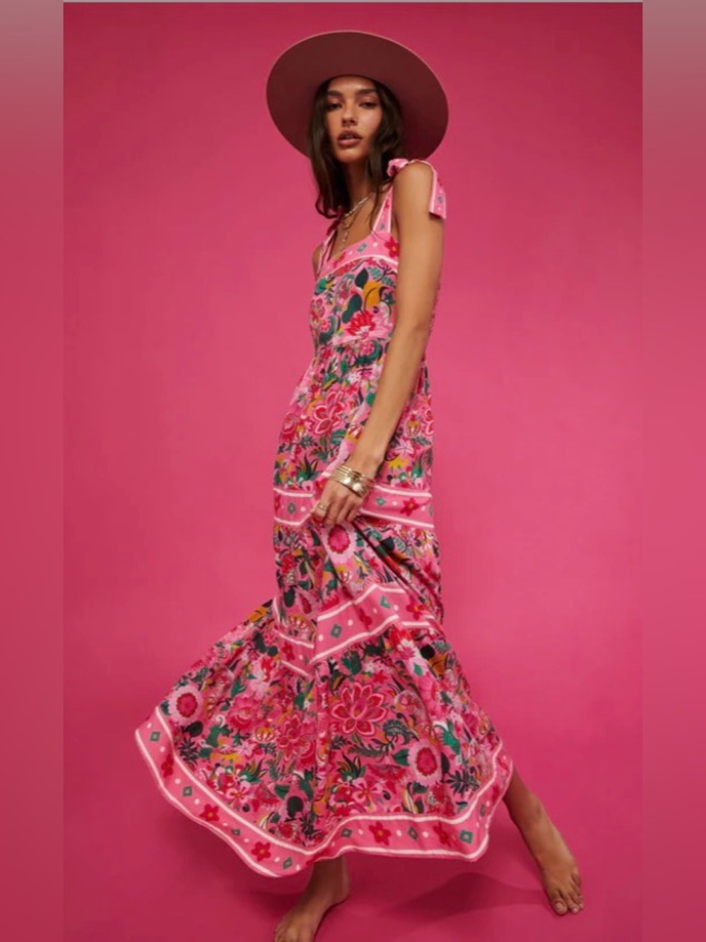 Beach Riot Floral Tie-Shoulder Maxi Dress